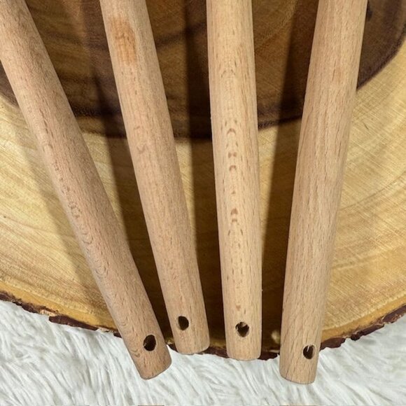 NWOT 4pc Red Silicone and Wood Cooking Utensils Spatulas and Spoons Set - Picture 4 of 11